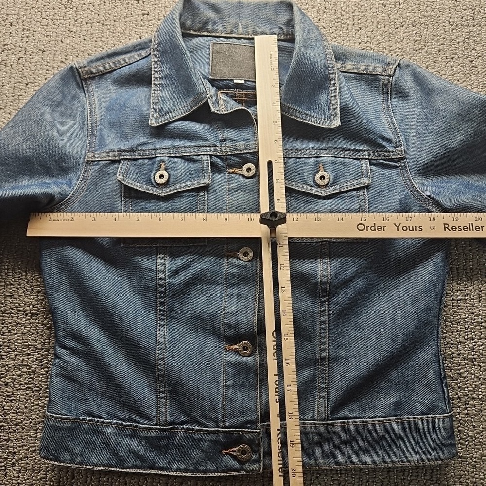 Vintage GUESS Denim Trucker Jacket Womens Large‎ Y2K Jean Light Stain - Picture 8 of 11